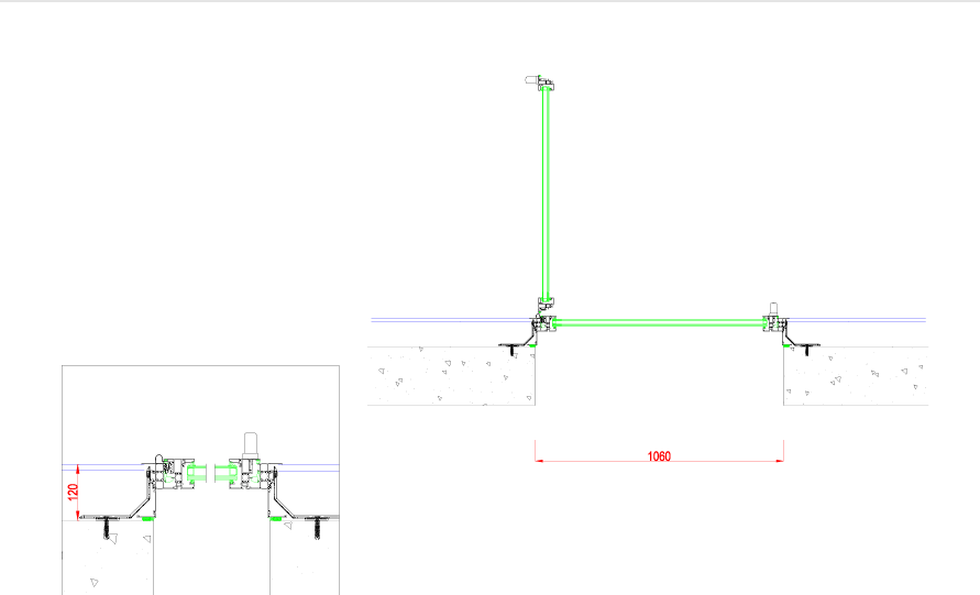 Plan technique Coupe Horizontale menuiserie aluminium
