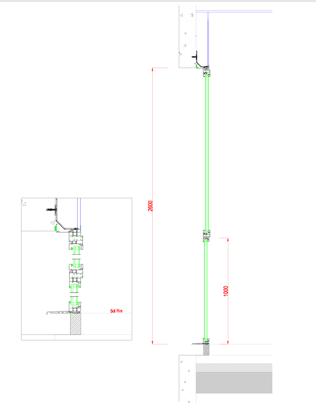 Plan technique Coupe verticale menuiserie aluminium